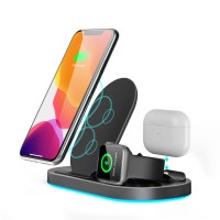 2020 Upgraded Foldable 15w Fast Qi 3 in 1 Wireless Charger Stand for iPhone 12