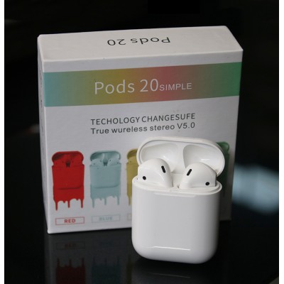 TWS Pods 20 BT 5.0 Earphones Mini Wireless Earbuds Headphones Support Wireless Charging